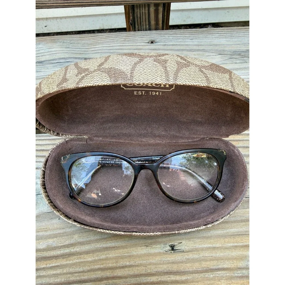 Coach HC6149 5583 Tortoise Glitter Signature C Eyeglass Frames 52-17 Coach Case